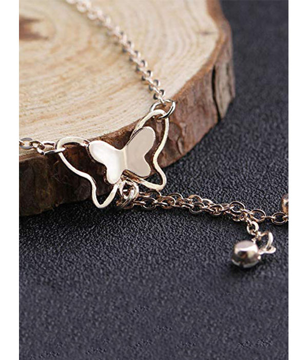 YouBella 18k Rose Gold Plated Butterfly Anklet for Women and Girls YouBella 18k Rose Gold Plated Butterfly Anklet for Women and Girls